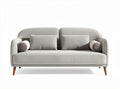 Sofa in light gray fabric with supportive cushions and wooden legs 190 x 85 x 80cm