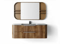 Bamboo bathroom vanity with granite countertop and rectangular mirror 120 x 50 x 75cm