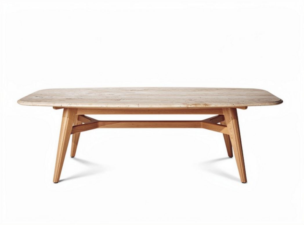 Wooden dining table with natural finish and tapered legs 180 x 90 x 75cm