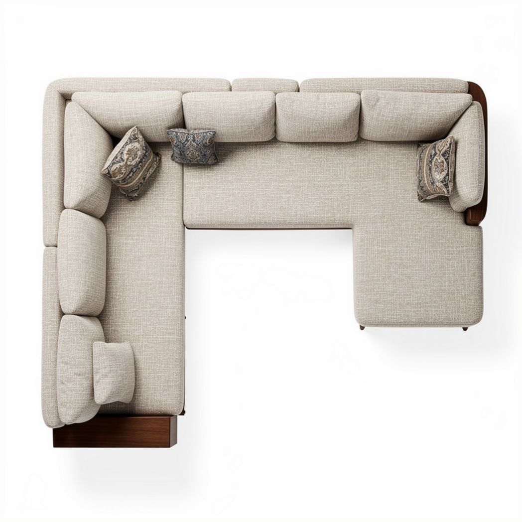 Sectional sofa in dark gray fabric with removable cushions 240 x 180 x 75cm