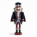 Wooden nutcracker soldier decoration with red and blue design 10 x 5 x 25cm
