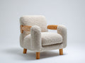 Modern beige armchair with wooden legs for living room seating 80 x 80 x 90cm