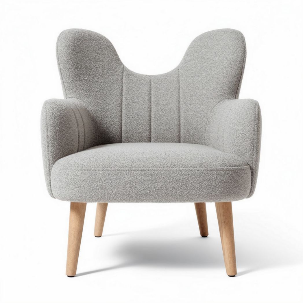 Fabric accent chair with wooden legs in light gray 70 x 70 x 75cm