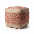 Knit textured pouf in natural color for indoor seating 40 x 40 x 40cm
