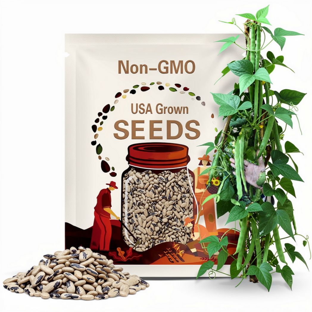 Northeaster Pole Bean Seeds: Heirloom Romano, Open Pollinated