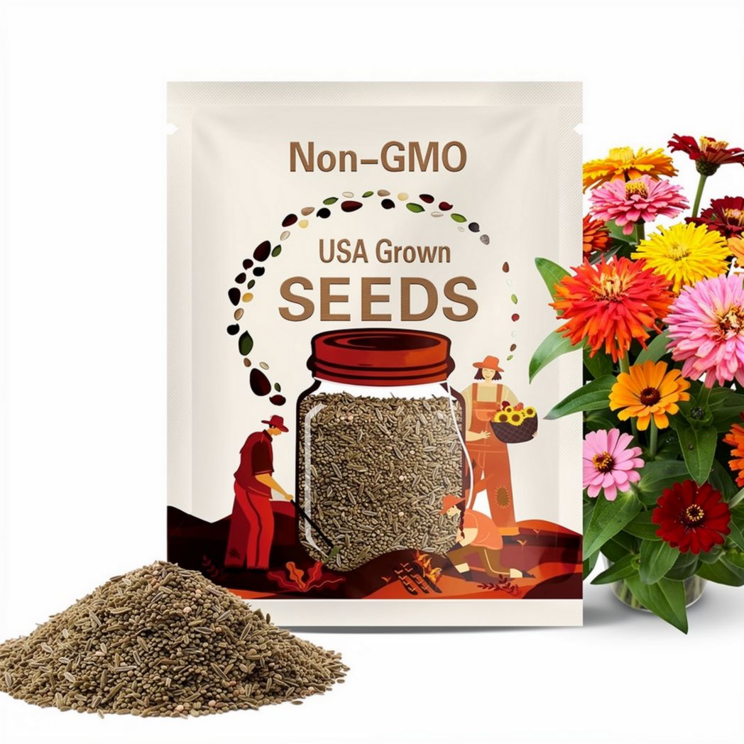Zinnia Seeds, Cactus Zinnia Mix Seed Packet (100 seeds)